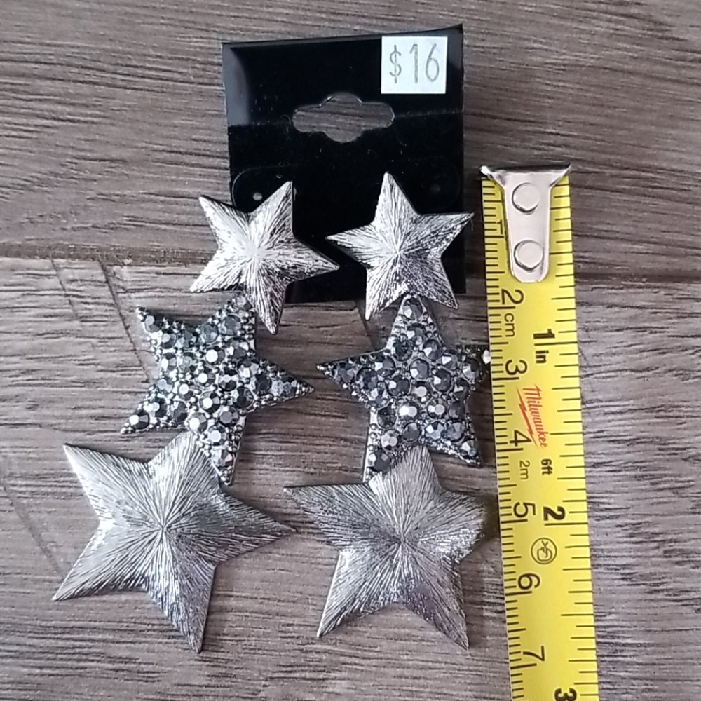 Dangling 3 star earrings - Picture 4 of 4